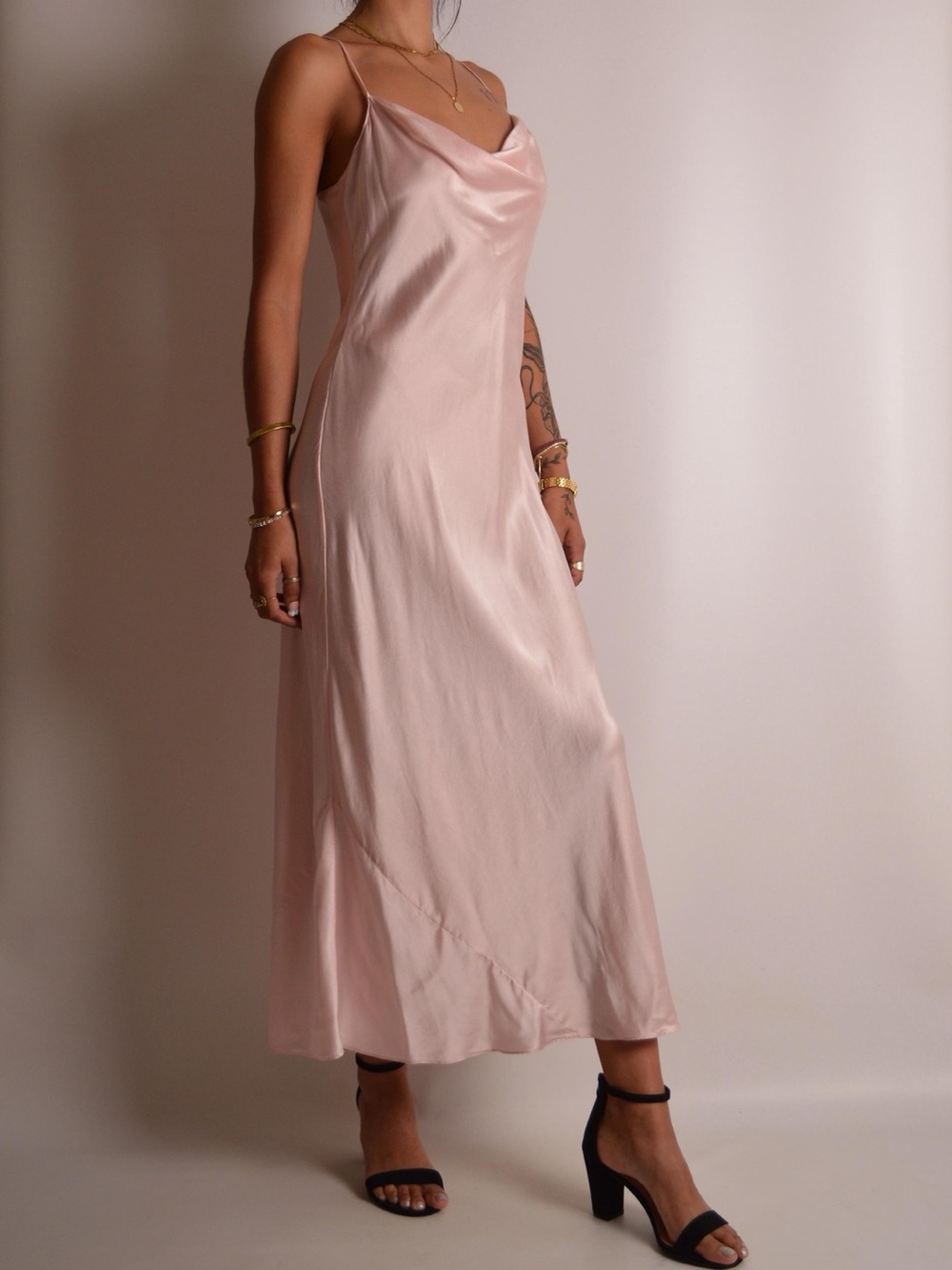 Victoria's Secret 100% Silk Slip Maxi Dress in Blush Pink
